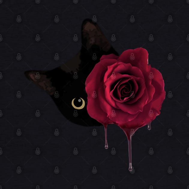 Black Cat With Rose by Ashlien